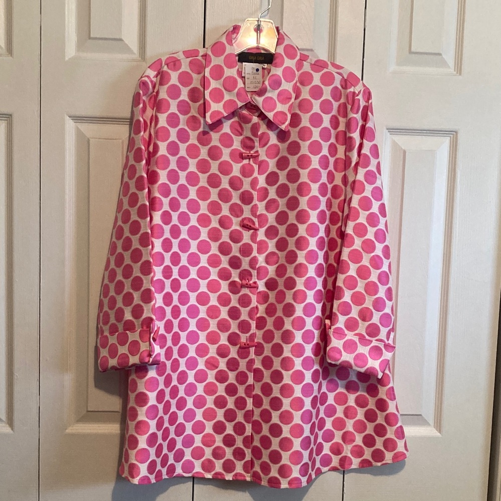 Gorgeous Pink Poka Dot Jacket made by Bala Bala in A size M..  NWT